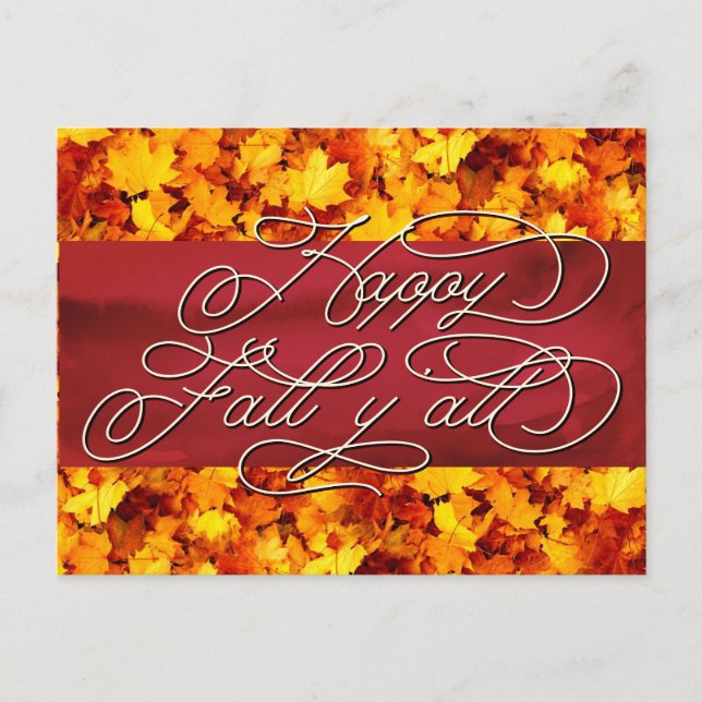 Elegante gemütliche Herbstwochen Zitat glücklich F Postkarte (Vorderseite)