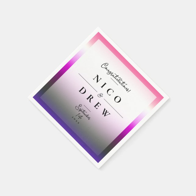 Elegante Genderfluid Pride Wedding Serviette (Ecke)