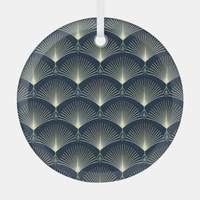 Elegante Geometrie: Blue Art Deco. Ornament Aus Glas (Vorderseite)