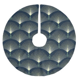 Elegante Geometrie: Blue Art Deco. Polyester Weihnachtsbaumdecke