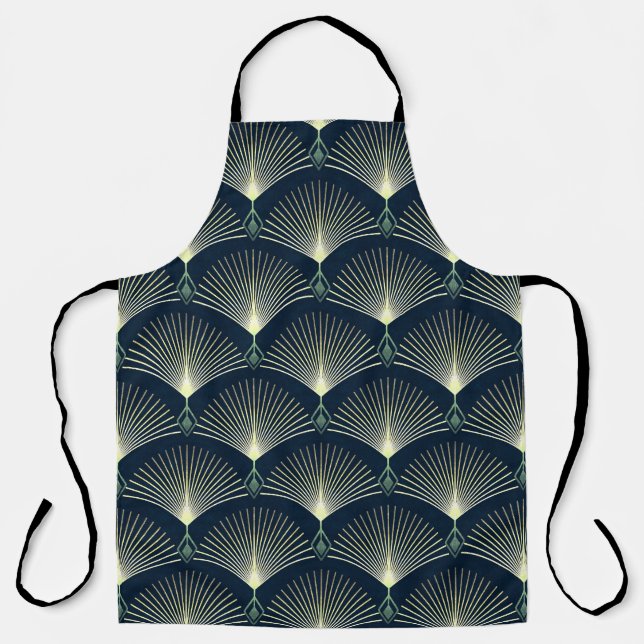 Elegante Geometrie: Blue Art Deco. Schürze (Vorderseite)