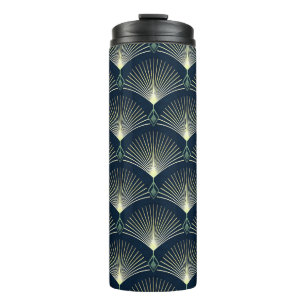 Elegante Geometrie: Blue Art Deco. Thermosbecher