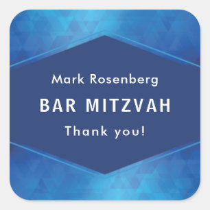 Elegante Geometrie mit Diamond Texture Bar Mitzvah Quadratischer Aufkleber