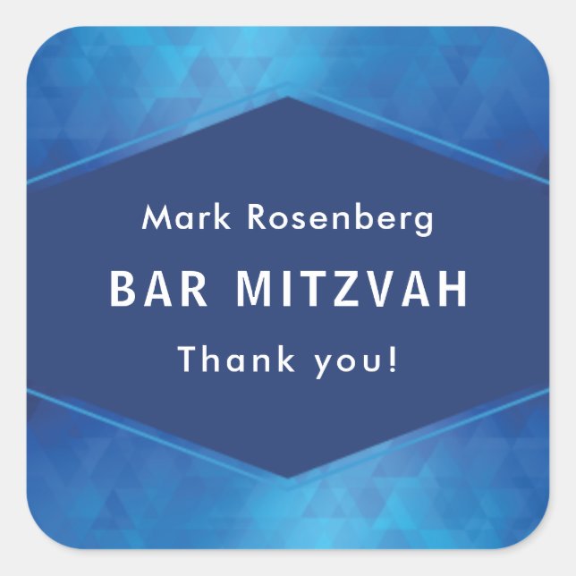 Elegante Geometrie mit Diamond Texture Bar Mitzvah Quadratischer Aufkleber (Vorderseite)