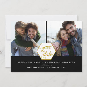 Elegante geometrische 2-Foto-Save-the-Date-Hochzei Save The Date