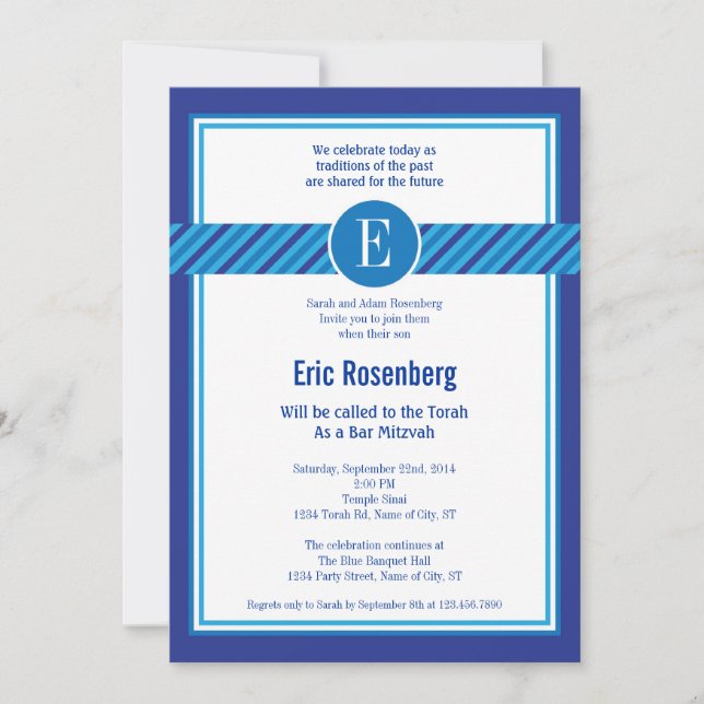 Elegante geometrische Bar Mitzvah Einladung (Vorderseite)