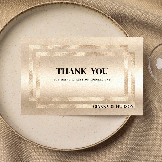 Elegante geometrische Champagner Goldglasur Vielen Einladung (Elegant geometric champagne gold glam Thank You)
