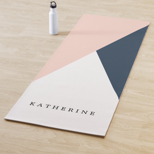 Elegante geometrische Dreiecke aus Rosa und Marine Yogamatte (Beispiel)