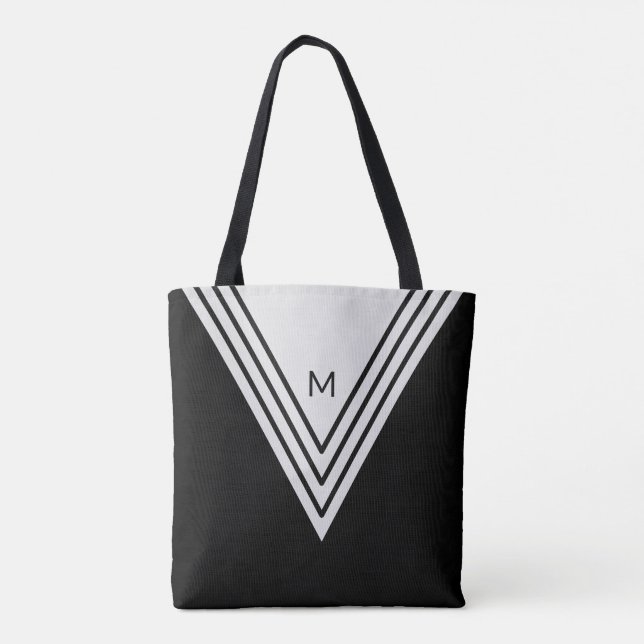 Elegante geometrische Formen aus Schwarz und Silbe Tasche (Rückseite)