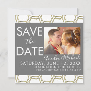 Elegante geometrische Foto-Save-the-Date-Karte Karte
