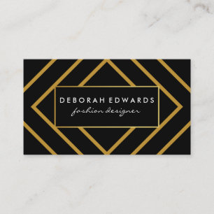 Elegante geometrische Goldlinien mit Schwarz Visitenkarte