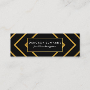 Elegante geometrische Goldraden Lines mit Schwarz Mini Visitenkarte
