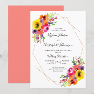 Elegante geometrische Hochzeit mit leuchtendem Was Einladung
