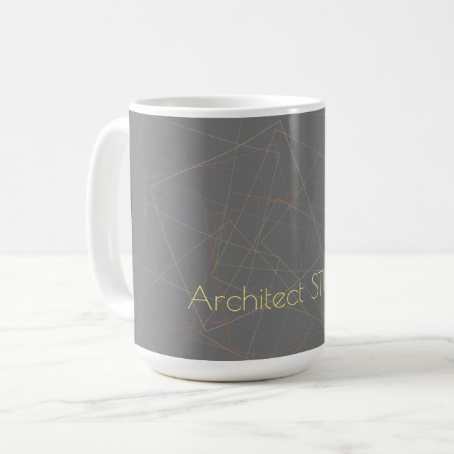 Elegante geometrische Linien dunkelgraues Architek Kaffeetasse (Vorderseite Links)
