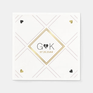 elegante geometrische Linien mit Monogramm . Hochz Serviette