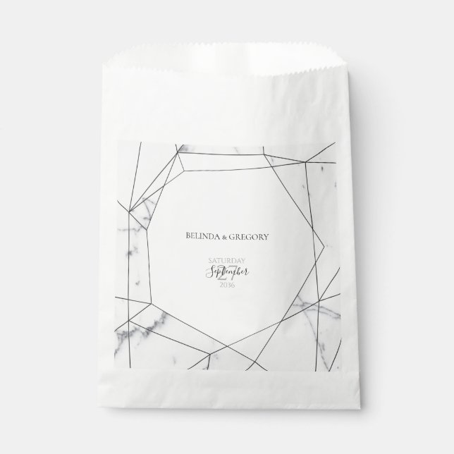 Elegante geometrische Marmorhochzeit Geschenktütchen (Vorderseite)