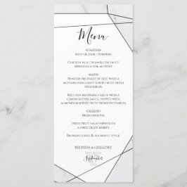 Elegante geometrische Marmorhochzeit Menükarte