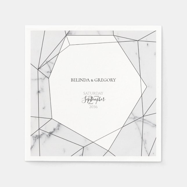 Elegante geometrische Marmorhochzeit Serviette (Vorderseite)