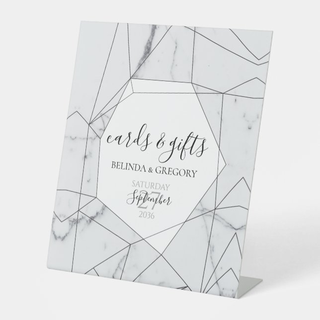 Elegante geometrische Marmorkarten - Geschenke Sockelschild (Vorderseite)