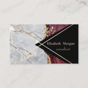 Elegante geometrische Marmorpflaster Burgundy Gold Visitenkarte