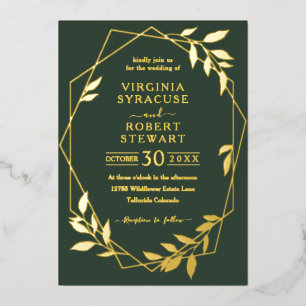 Elegante geometrische moderne Royal Dark Green Wed Folieneinladung