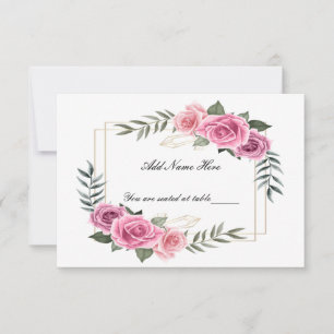 Elegante geometrische rosa Rosen-Tisch-Platzkarte Dankeskarte