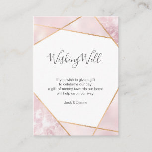 Elegante geometrische, rosa und goldene Wunschkart Begleitkarte