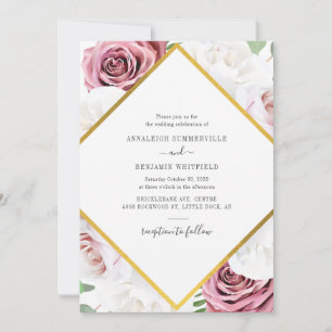 Elegante geometrische Rose Botanische Hochzeit Einladung