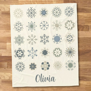 Elegante geometrische Snowflake-Icons Fleecedecke