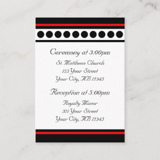 Elegante gepunktete Red Accent Guest Info Cards Begleitkarte