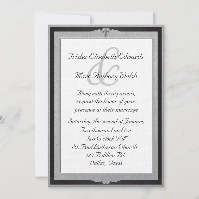 Elegante Gerahmte Hochzeitseinladung Einladung (Vorderseite)
