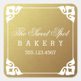 Elegante Gerahmte Imitate Gold Foil Business Stick Quadratischer Aufkleber