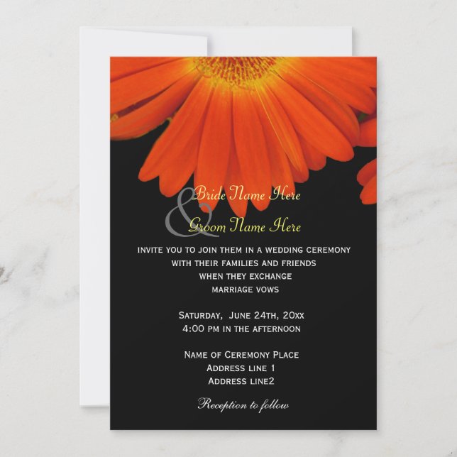Elegante Gerbera daisy Blume Hochzeit Einladung (Vorderseite)