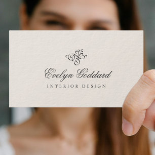 Elegante Geschäftskarten-Vorlage Skript Luxus Ecru Visitenkarte