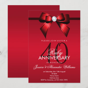 Elegante Geschenk-Schleife und Band zum 40. Hochze Einladung