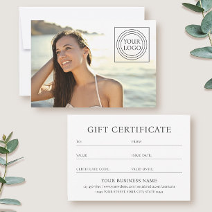 Elegante Geschenkgutschein Geschäft Logo Foto Kart