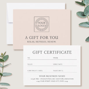 Elegante Geschenkgutschein Geschäft Logo Karte Ros