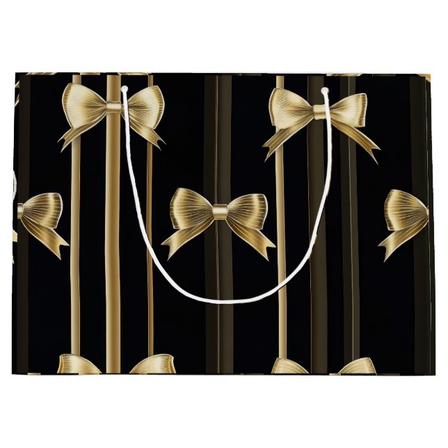 Elegante Geschenktasche mit schwarzer Base und gol Große Geschenktüte (Vorderseite)