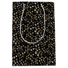 Elegante Geschenktüte mit Pfotenabdruck – Schwarze