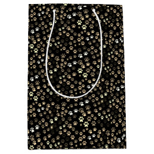 Elegante Geschenktüte mit Pfotenabdruck – Schwarze