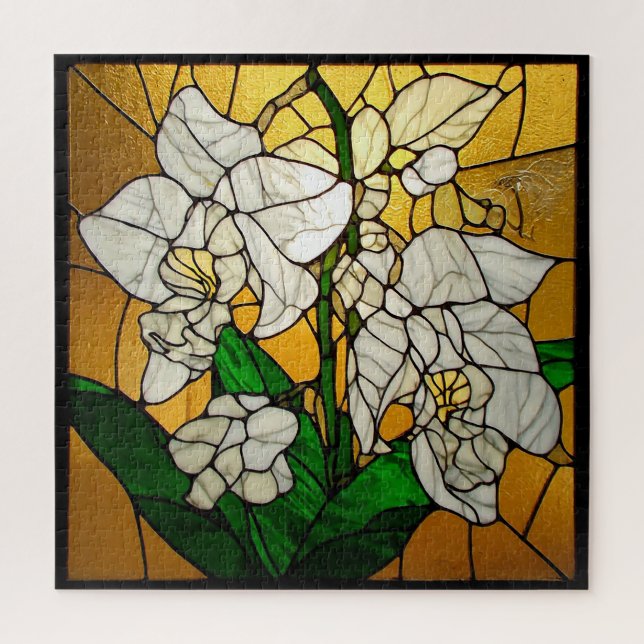 Elegante gestanzte Glas Weiße Orchideen (Vertikal)