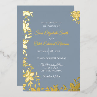 Elegante gestreifte Blume in Goldfolie auf staubig Folieneinladung