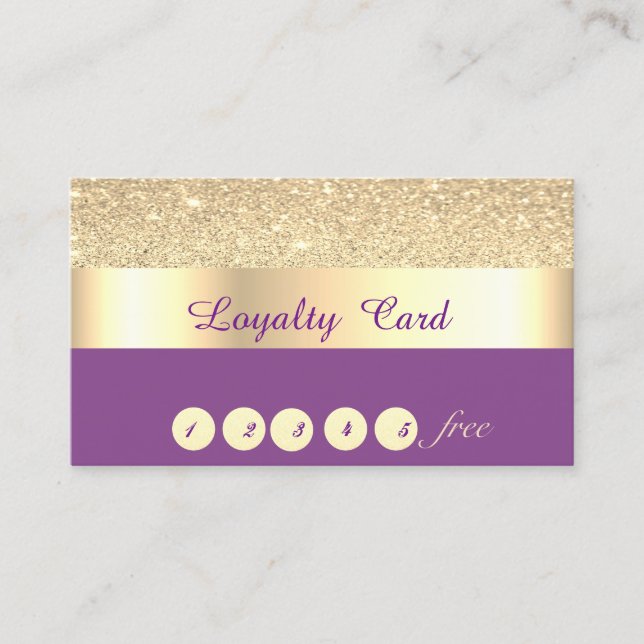 Elegante, gestreifte, gewalttätige, Gold Glittery  Treuekarte (Vorderseite)
