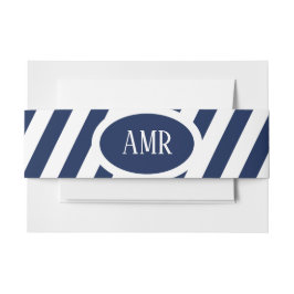 Elegante, gestreifte Hochzeit - Navy Blue, White Einladungsbanderole