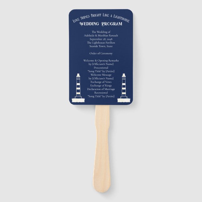 Elegante, gestreifte Hochzeit - Navy Blue, White Fächer (Vorderseite)