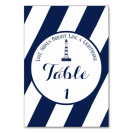 Elegante, gestreifte Hochzeit - Navy Blue, White Tischnummer