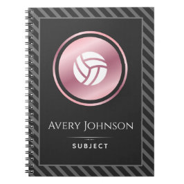 Elegante gestreifte Rose Gold Volleyball Name Them Notizblock