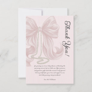 Elegante gestreifte Schleife Elfenbein Rosa Babypa Dankeskarte