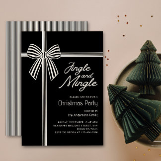 Elegante gestreifte Schleife Weihnachtsfeier Einladung