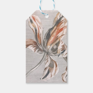 Elegante gestreifte Tulpe Antike Blumenradierung Geschenkanhänger
